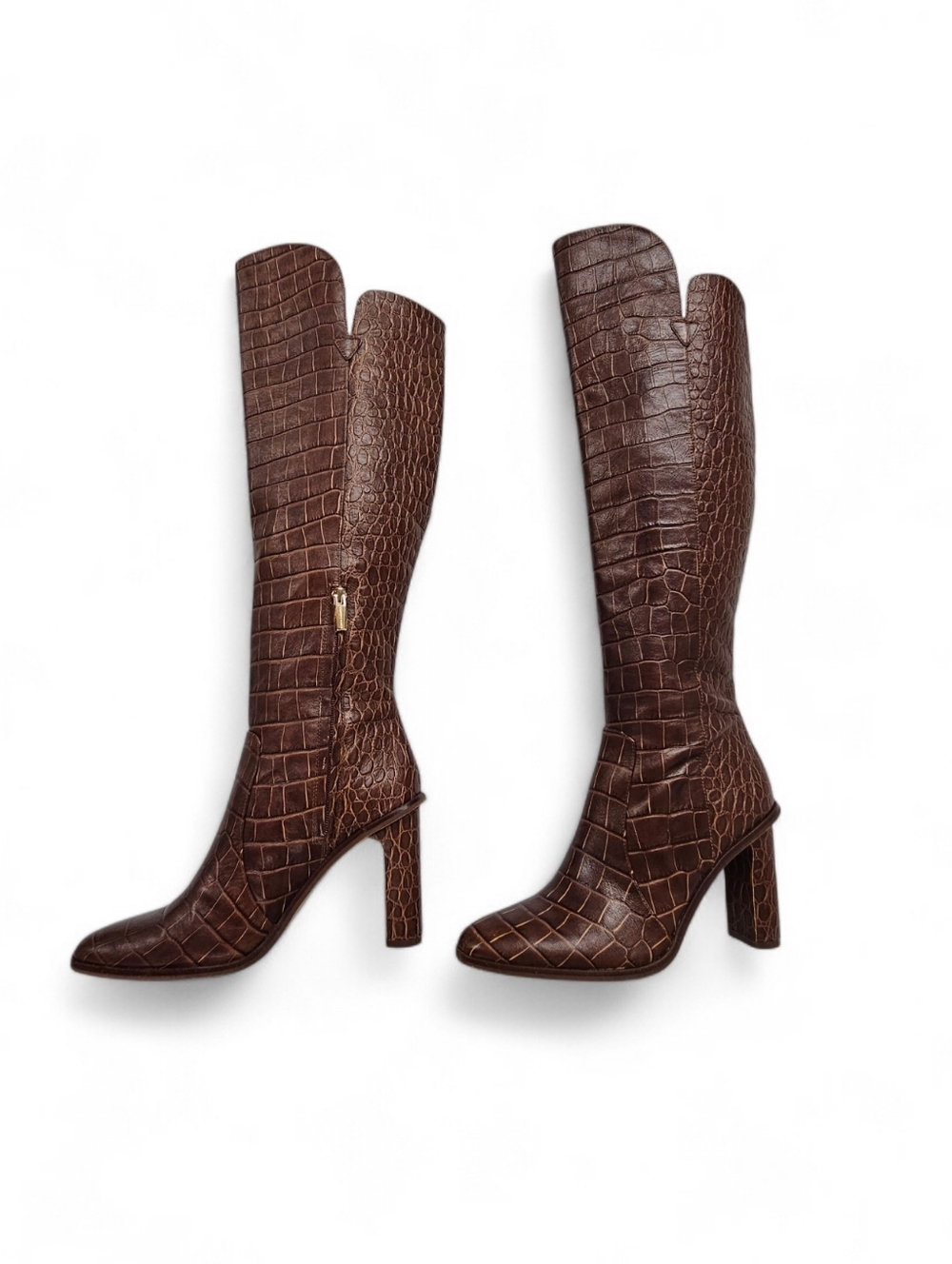 Vince Camuto Palley Embossed Leather Over The Knee Boots In Redwood Brown Sz 7.5 - Picture 2 of 12